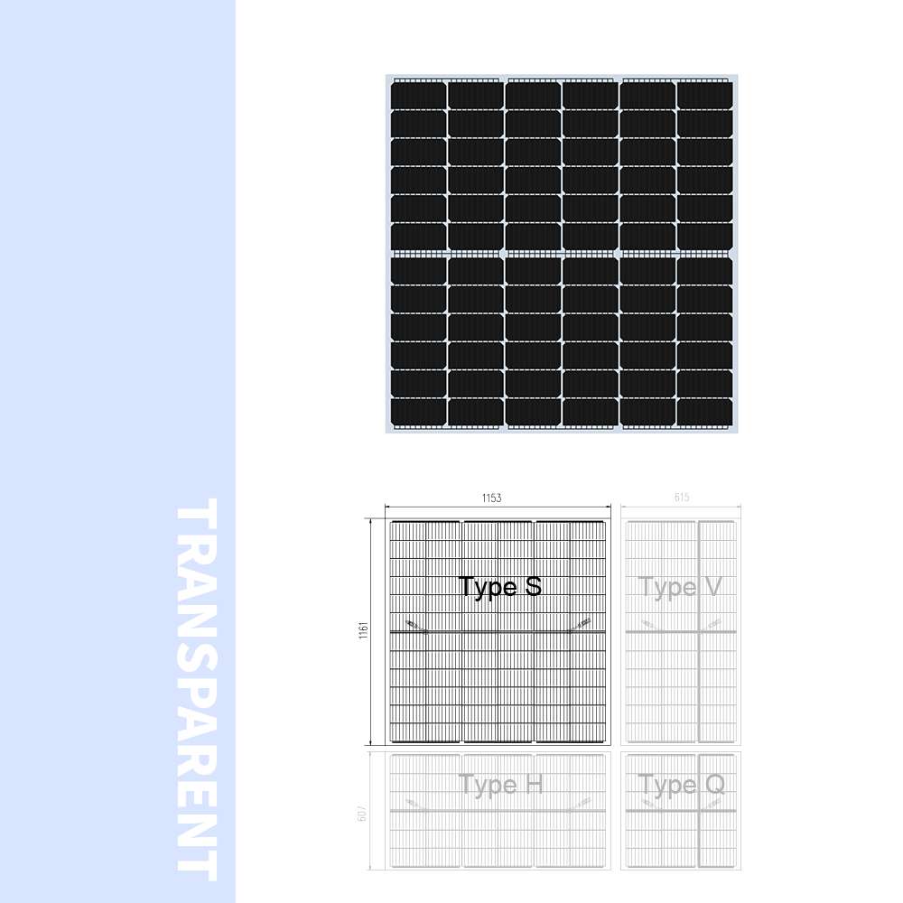 transparent BIPV solar module bifacial generation 265w